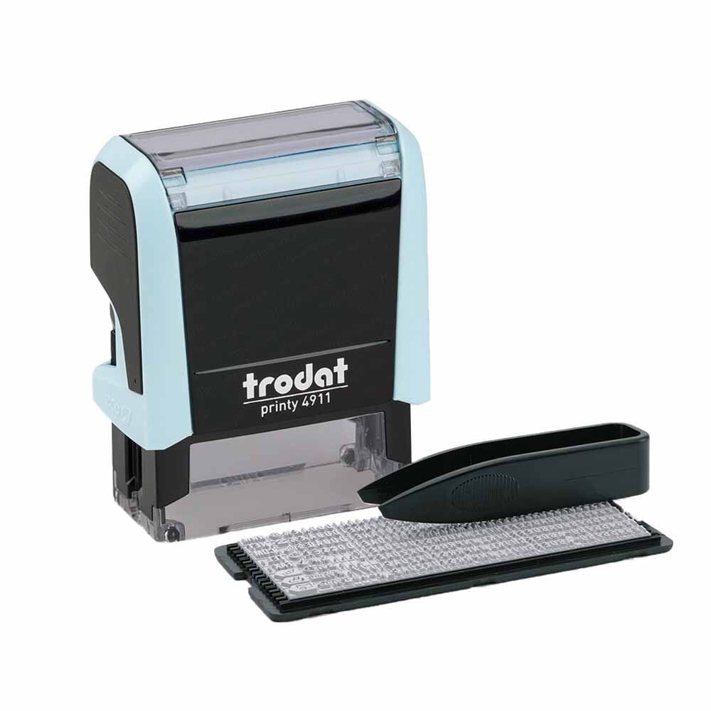 Bezahlt Stempel Mit Datum Trodat Printy 4911 Apfelgrün GESCANNT AM BLAU Stempel Bezahlt Mit Datum